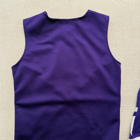 Purple and White Girls Kids Cheerleading Set Top and Skirt - Picture 4 of 8